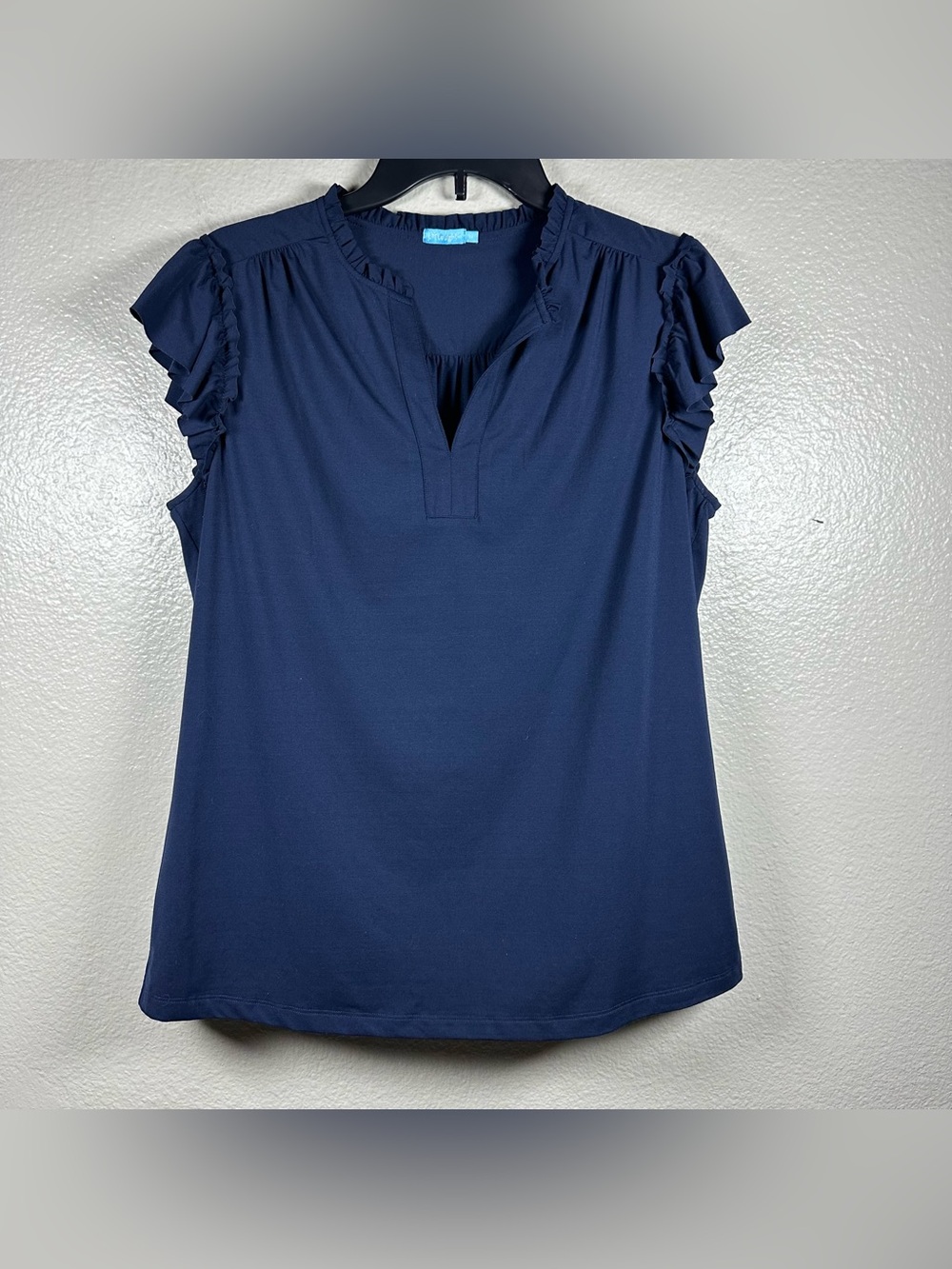 J.McLaughlin Navy Ruffle Sleeve Women’s Top SZ:M